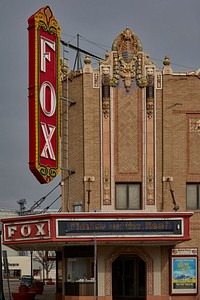                         Marquee of the Fox Theatre, a 1929-vintage movie theater now (as of 2022) a remodeled performing-arts venue in North Platte, a key city in southwest Nebraska                        