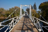                         Pedestrian bridge over the Sheyenne River at Valley City State University in Valley City, the county seat of Barnes County, North Dakota                        