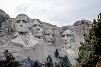                         View of the Mount Rushmore National Memorial, one of the United States' most famous and beloved sculptures, high in the Black Hills of southwestern South Dakota near the tiny town of Keystone                        