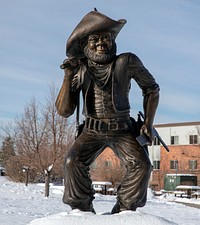                         The Hardrocker Statue at South Dakota School of Mines & Technology, a public university in Rapid City, the principal metropolis in far-western South Dakota, within that state's within that state's portion of the Black Hills range                        