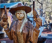                         Intricate carving outside the Dahl's Chainsaw Art site in the tiny town of Keystone, near the Mount Rushmore National Memorial that depicts four iconic U.S. presidents                        