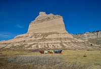                         This is one of the welcome landmarks along the 2,000-mile Oregon Trail, traversed by thousands of domestic emigrants who headed west, seeking a fortune or better life in the last half of the 19th century                        