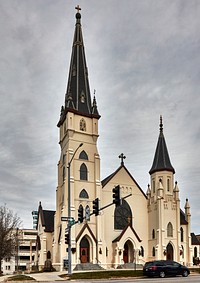                         St. Mary's Catholic Church stands across the street from the state capitol in Lincoln, Nebraska                        