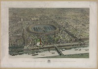 Vue officielle a vol d'oiseau de l'exposition universelle de 1867 / Eug. Cicéri et Ph. Benoist del & lith. ; imp. Lemercier & Cie., Paris.