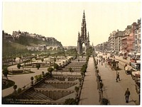 [Princess Street (i.e. Princes Street), the castle, and Scott Monument, Edinburgh, Scotland], [between ca. 1890 and ca. 1900].