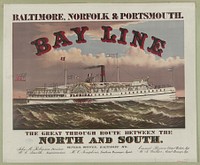 The great through route between the north and south - Bay Line - Baltimore, Norfolk & Portsmouth, Currier & Ives.