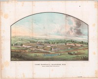 Camp Randall, Madison, Wis. Taken from state university, Kurz, Louis, 1833-1921, lithographer (published by Chicago Lithographing Co.)