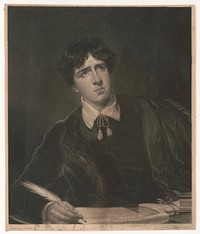 [Portrait of a young man pondering what to write with quill in hand and paper set before him] / painted by G.H. Harlow ; engraved by Thomas Luhton [i.e. Lupton]