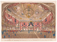 Interior view of Tammany Hall, decorated for the National Convention July 4th 1868