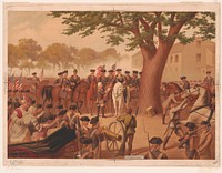 Washington taking command of the army at Cambridge, c1875.