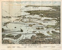 Bird's eye view of Boston Harbor along the South Shore to Plymouth, Cape Cod Canal, and Provincetown : in colors : showing all steamboat routes.