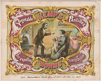 Kemp's vegetable pastilles for expelling worms from the system / lith. of Snyder, Black & Sturn 92 William St. New York., Snyder, Black & Sturn, lithographer, c1857 Feb. 25.