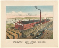 Portland star match factory, Portland, Me. / JC [monogram] ; Geo. H. Walker & Co. Lith. Boston.