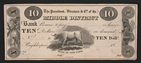 The president, directors, & co. of the Middle District Bank promise to pay [blank] or bearer, Ten dollars, on demand / Peter Maverick.