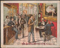 The Samuel Woodside Co., Cincinnati, O, [Men in a bar of a restraunt smoking cigars]