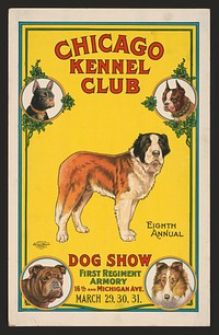 Chicago kennel club, eighth annual dog show, first regiment armory, 16th and Michigan Ave.
