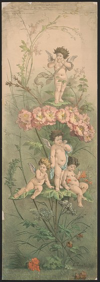 Cupid panel for screen decoration [four cupids in the forest]