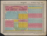 D. Webster Clegg's new century calendar for ascertaining the day of the week of your birth, or any other eventful occasion; as well as for ascertaining the day of the month for any stated time
