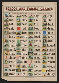 School and family charts, accompanied by a manual of object lessons and elementary instruction, by Marcius Willson and N.A. Calkins. No. I. Elementary: familiar objects represented by words and pictures, New York : [publisher not transcribed], 1890.