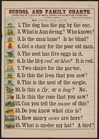 School and family charts, accompanied by a manual of object lessons and elementary instruction, by Marcius Willson and N.A. Calkins. No. IV. Reading: third lessons, New York : [publisher not transcribed], 1890.