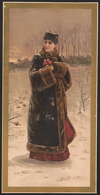 [Woman in fur coat with muff]