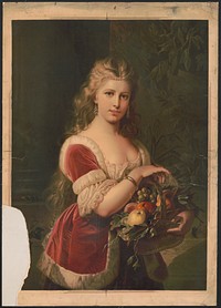 [Girl holdng basket of fruit]