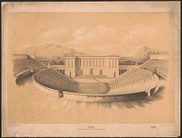 Theatre. Perspectivische ansicht des innern der buhne und sitzreihen en face