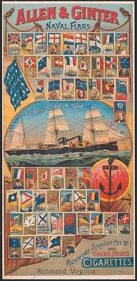 Allen & Ginter, naval flags, Richmond straight cut no. 1 and Virginia brights cigarettes