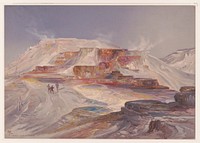 Hot Springs of Gardiner's River, Yellowstone / TM ; Prang's American Chromo., L. Prang & Co., publisher