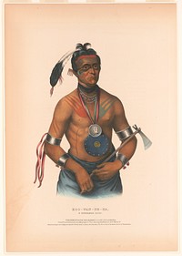 Hoo-Wan-Ne-Ka, a Winnebago chief / drawn, printed & coloured at the Lithographic & Print Colouring Establishment, No. 94 Walnut St.