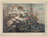 Battle of Lookout Mountain--November 24' 1863 - 4' & 14' Corps, Army of the Cumberland & Geary's Div. o. 12' Corps, & 11' & 15' Corps A.O.T. Tenn. engaged, Kurz & Allison.