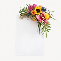 Flower bouquet on paper sticker psd