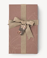 Gift box mockup, aesthetic floral design psd