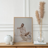 Framed men's fashion photo, Scandinavian home decor