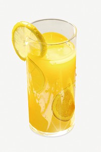 Lemonade glass, isolated refreshment image psd