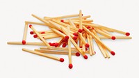 Wooden matches, isolated object image psd