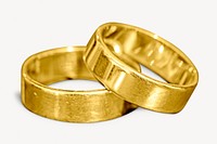 Gold wedding rings, isolated object image psd