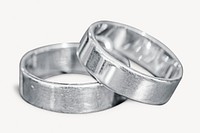 Silver wedding rings, isolated object image psd