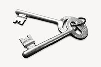 Vintage keys, isolated object image psd