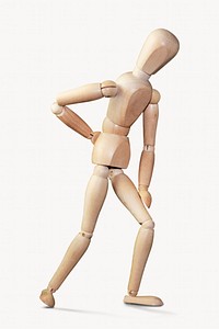 Back pain wooden model, isolated image