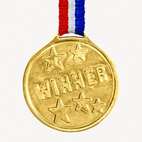 Gold winner medal, isolated object image psd