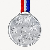 Silver medal, isolated object image psd