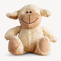 Lamb plush toy, isolated object image psd