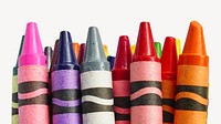 Colorful crayon sticks, isolated art image psd