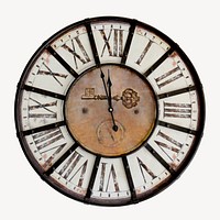 Vintage clock, isolated object image psd