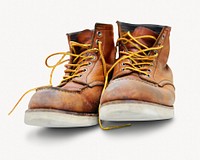 Old brown boots, isolated apparel image