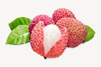 Lychee fruit, isolated food image psd