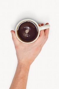 Holding coffee mug, isolated drink image