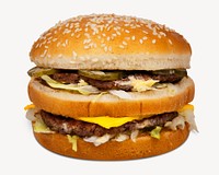 Double cheeseburger collage element, fast food isolated image psd