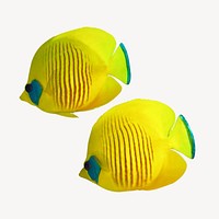 Yellow exotic fish, isolated sea animal image psd